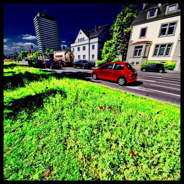 Green Grass Red Car - ID 006352