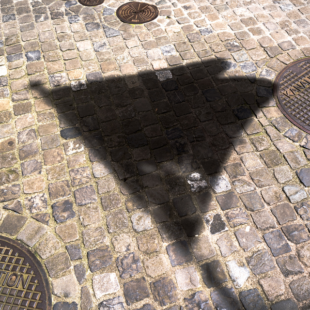 Flag Shadow on Cobblestones - ID 014929